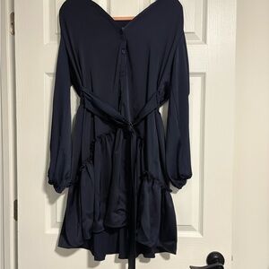 Taylor Midnight Blue Long Sleeve Dress